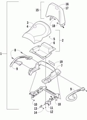 PASSENGER SEAT AND BACKREST ASSEMBLY