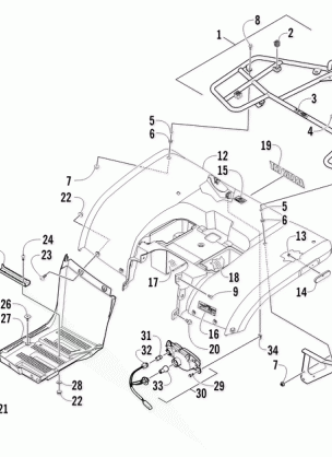 REAR BODY RACK AND TAILLIGHT ASSEMBLY