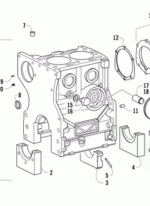 CRANKCASE CRANKSHAFT SUPPORT AND OIL FILTER ASSEMBLIES