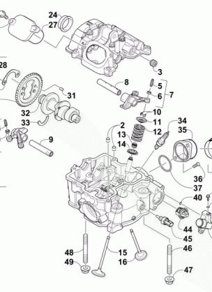 CYLINDER HEAD AND CAMSHAFT / VALVE ASSEMBLY (ENGINE SERIAL NO. 0309070 AND UP)