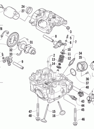 CYLINDER HEAD AND CAMSHAFT / VALVE ASSEMBLY (UP TO ENGINE SERIAL NO. 0309069)