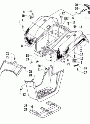 REAR BODY PANEL AND TAILLIGHT ASSEMBLIES