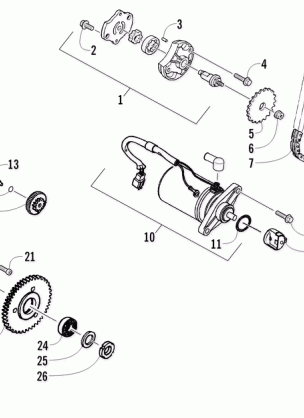 STARTER MOTOR AND OIL PUMP ASSEMBLY