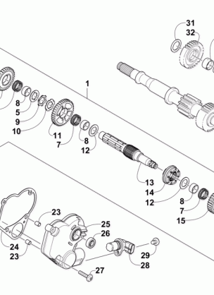 SECONDARY TRANSMISSION ASSEMBLY (UP TO ENGINE SERIAL NO. 40010069)