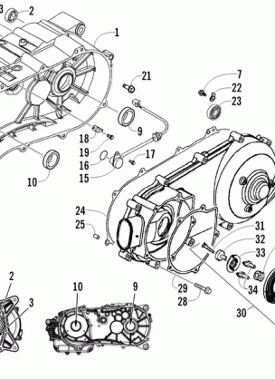 LEFT CRANKCASE COVER AND RECOIL ASSEMBLY