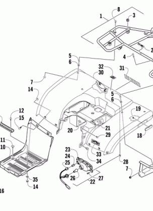 REAR BODY RACK AND TAILLIGHT ASSEMBLY