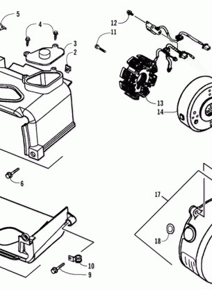 STATOR FLYWHEEL AND ENGINE SHROUD ASSEMBLIES