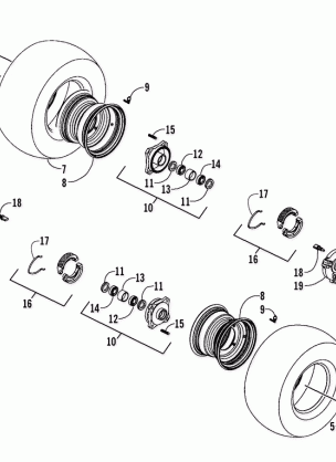 FRONT WHEEL AND BRAKE ASSEMBLIES