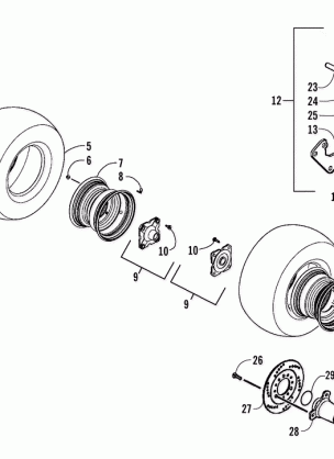 REAR WHEEL AND BRAKE ASSEMBLIES