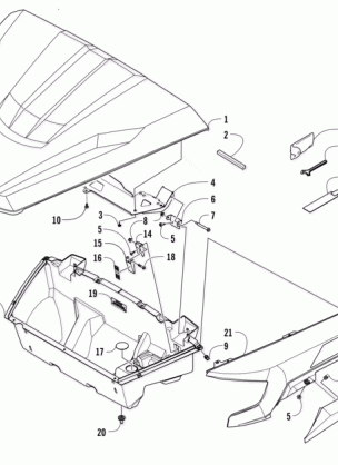 HOOD / FRONT STORAGE AND SIDE PANEL ASSEMBLY