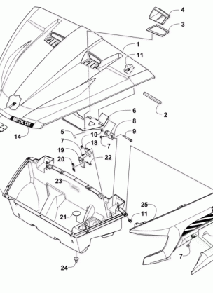 HOOD / FRONT STORAGE AND SIDE PANEL ASSEMBLY