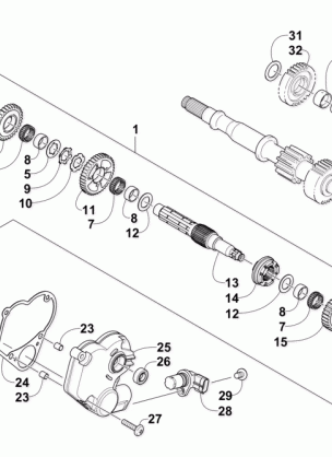 SECONDARY TRANSMISSION ASSEMBLY (Up to ENGINE SERIAL NO. 40010069)