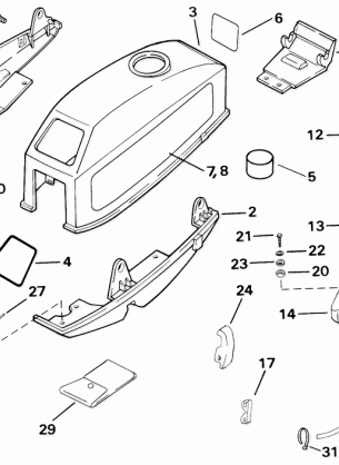 MOTOR COVER - JOHNSON / EVINRUDE & INTERGRAL FUEL TANK