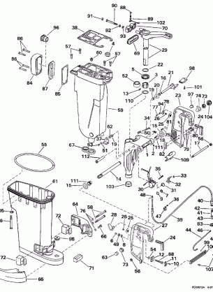 EXHAUST HOUSING & STERN & SWIVEL BRACKET