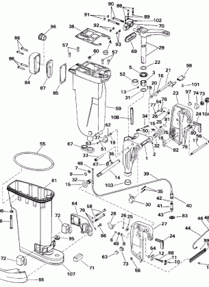 EXHAUST HOUSING & STERN & SWIVEL BRACKET