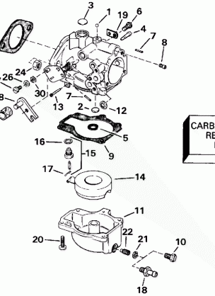 CARBURETOR - 55 MODELS-15 IN. TRANSOM EARLY PRODUCTION