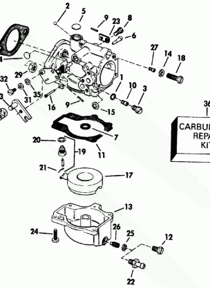 CARBURETOR - 55 MODEL 20 IN. AND 22.5 IN. TRANSOM MODELS