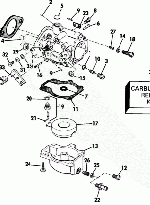 CARBURETOR - 55 MODEL 20 IN. AND 22.5 IN. TRANSOM MODELS