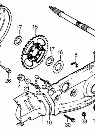 REAR WHEEL AXLE@CHAIN    GUARD