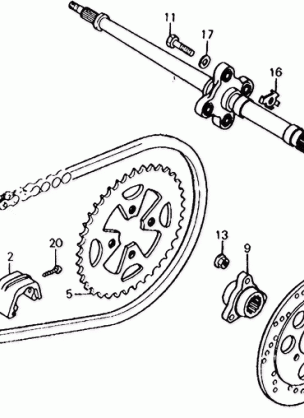 REAR WHEEL AXLE@REAR     BRAKE DISK 83-84