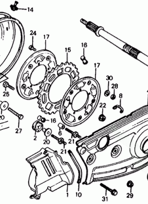 185 / 200 REAR WHEEL AXLE@CHAIN    CASE 80-82