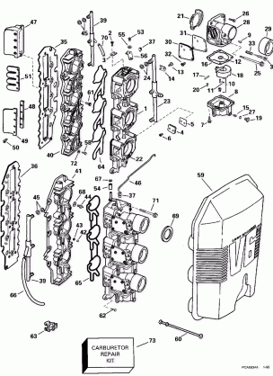 CARBURETOR & INTAKE MANIFOLD - 150 H.P.