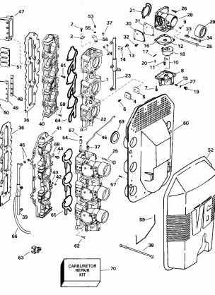 CARBURETOR AND INTAKE MANIFOLD - 150 H.P.