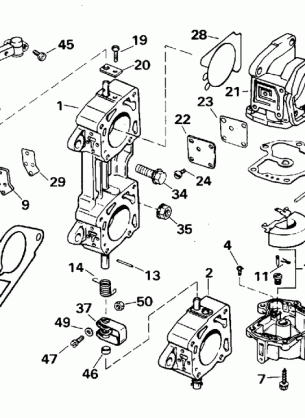 CARBURETOR AND LINKAGE - 200SL 225