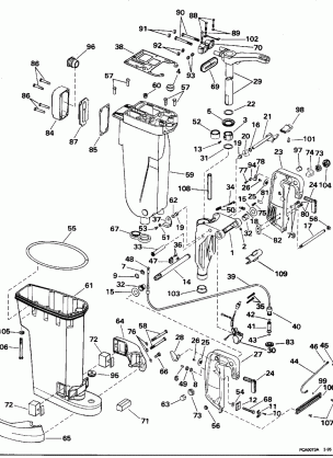 EXHAUST HOUSING & STERN & SWIVEL BRACKET