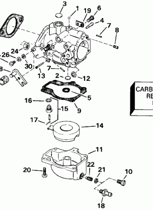 CARBURETOR - 55 MODELS-15 IN. TRANSOM EARLY PRODUCTION