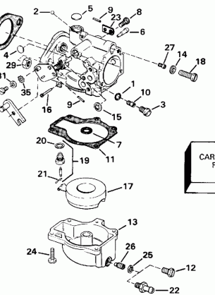 CARBURETOR - 55 MODELS-20 & 22.5 IN. TRANSOM EARLY PROD.