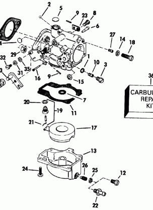 CARBURETOR - 55 MODEL 20 IN. AND 22.5 IN. TRANSOM MODELS