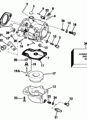 CARBURETOR - 55 MODEL 20 IN. AND 22.5 IN. TRANSOM MODELS