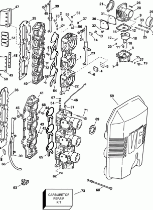 CARBURETOR & INTAKE MANIFOLD - 150 HP