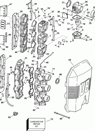 CARBURETOR & INTAKE MANIFOLD - 150 HP