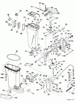 EXHAUST HOUSING & STERN & SWIVEL BRACKET