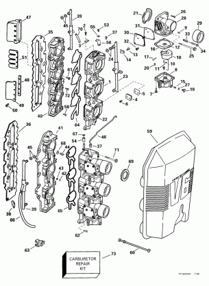 CARBURETOR & INTAKE MANIFOLD -- 150 HP