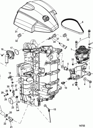 Alternator / Starboard Cylinder Block Components