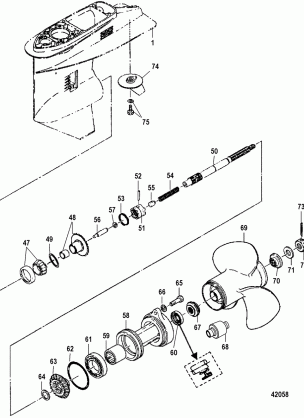 Gear Housing Propeller Shaft Serial 0N116270 and Below