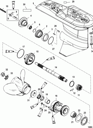 Gear Housing Prop-2.31:1-USA-0T625303 / BEL-0P216184 Below