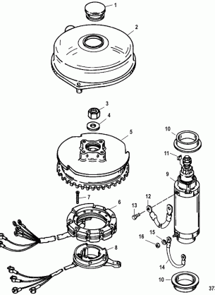 FLYWHEEL / STARTER MOTOR USA:0G437999 / BEL:9926999 AND BELOW