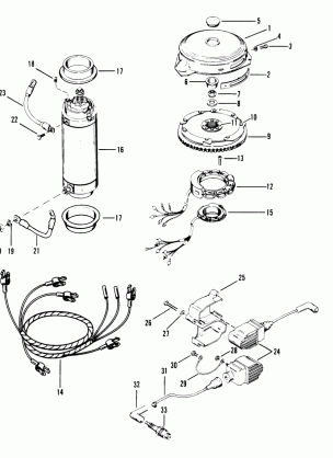 FLYWHEEL STARTER MOTOR AND IGNITION COILS