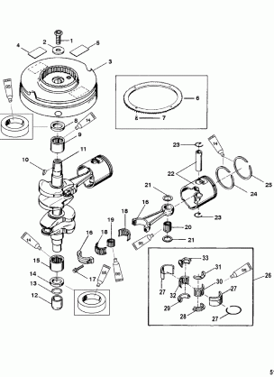 Crankshaft Pistons and Flywheel