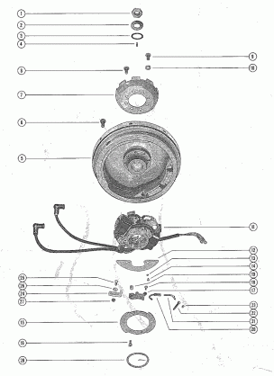 FLYWHEEL ASSEMBLY AND THROTTLE CONTROL LINKAGE