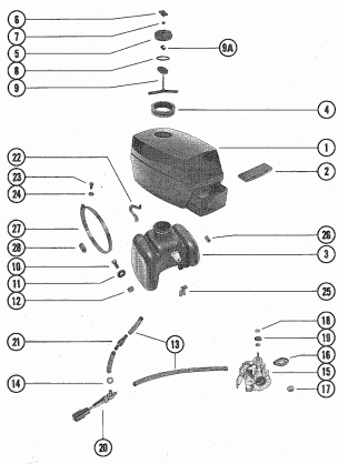 TOP COWL FUEL TANK AND CARBURETOR