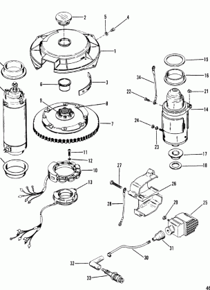 FLYWHEEL STARTER MOTOR AND IGNITION COILS