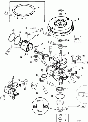 Crankshaft Pistons and Flywheel