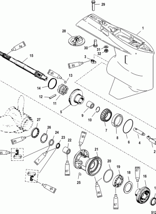 Gear Housing Propeller Shaft - Standard Rotation