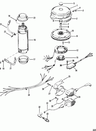 FLYWHEEL STARTER MOTOR AND IGNITION COILS