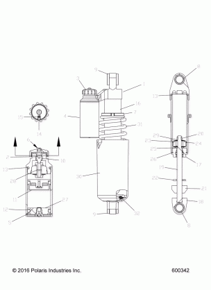 SUSPENSION SHOCK FRONT TRACK (BLACK) - S17DDH6 (600342)